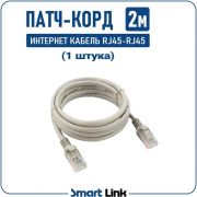 Кабель для подключения интернета 2м, LAN провод интернет, UTP патч корд, витая пара RJ45-RJ45